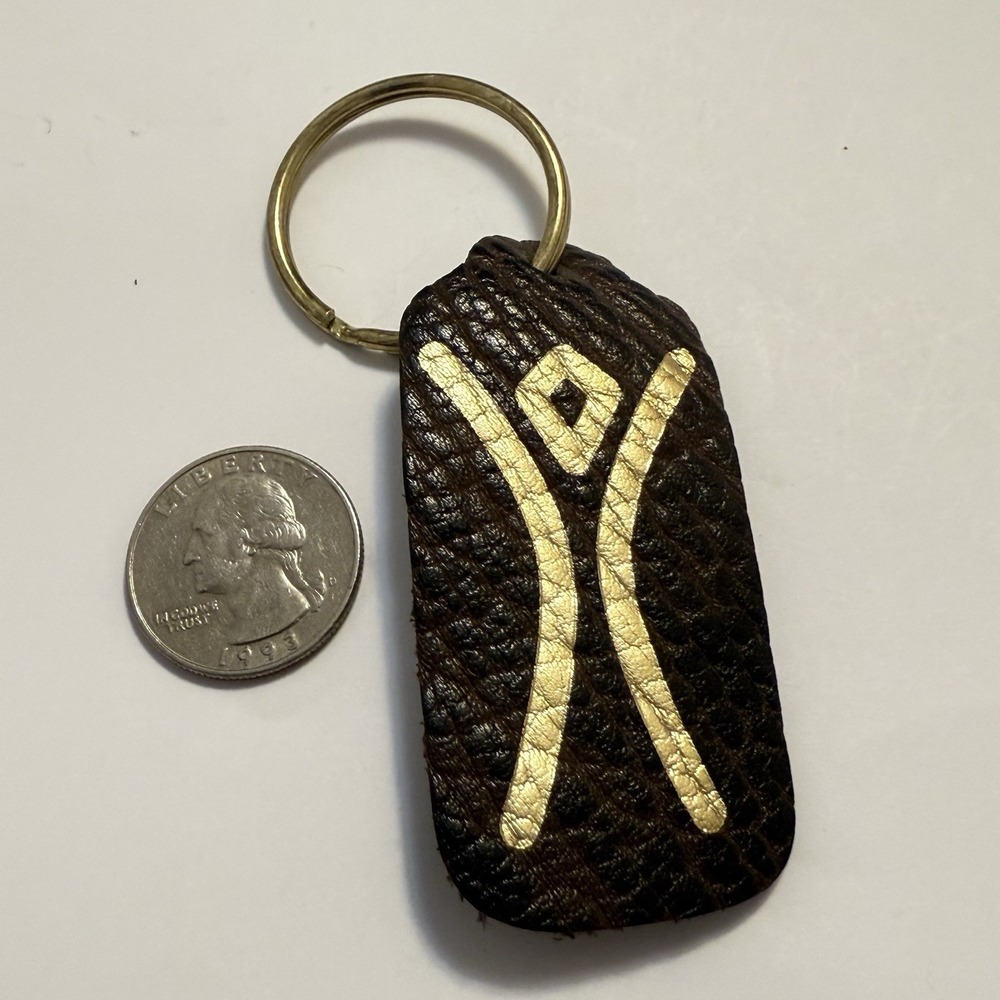 RARE! Limited Edition Vintage "Burning Man"  Leather Pendant Keychain Bag Charm - Picture 3 of 8